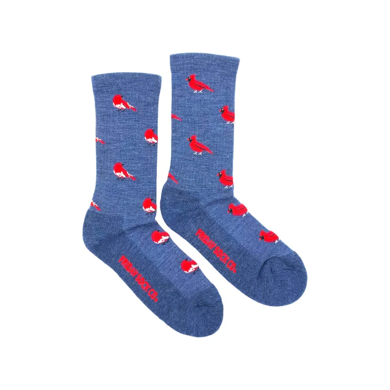 "Cardinal and Robin" 70% Merino Wool Socks by Friday Sox Co - Medium sold by Great Sox