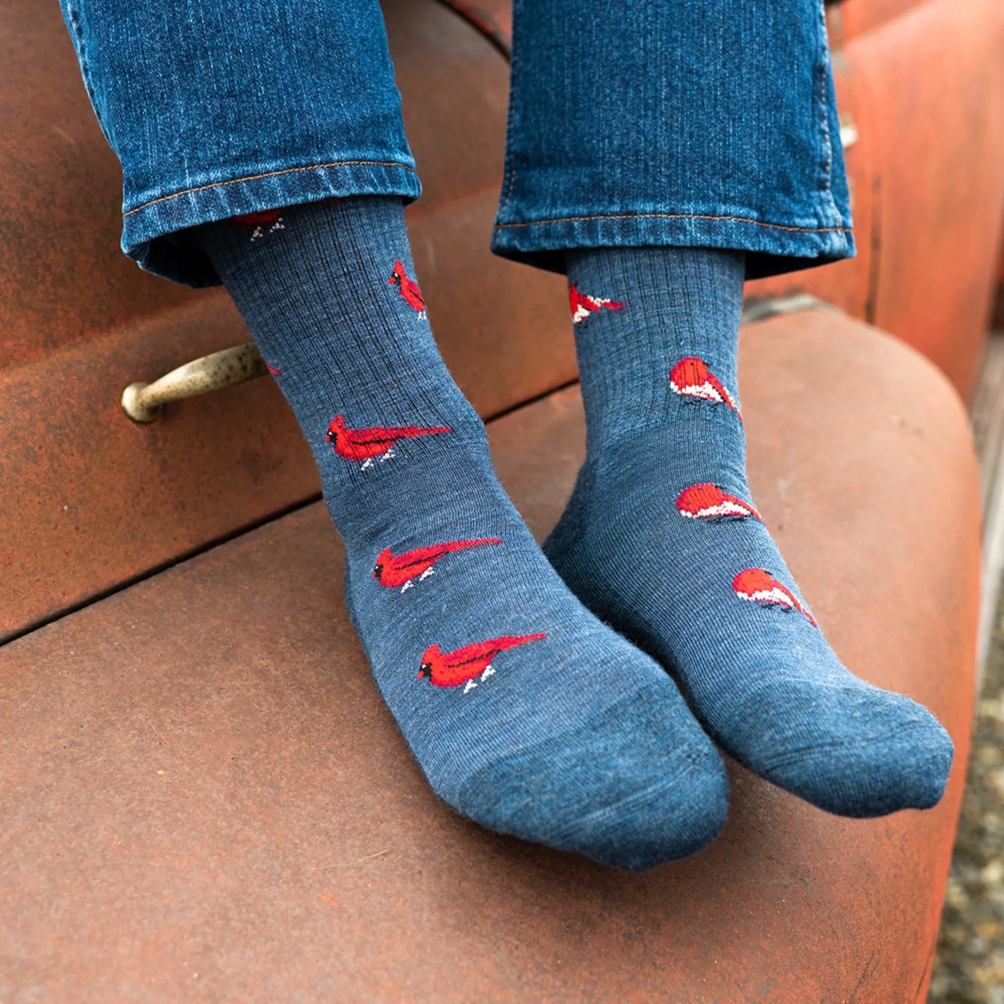 "Cardinal and Robin" 70% Merino Wool Socks by Friday Sock Co - Medium sold by Great Sox product image thumbnail 2