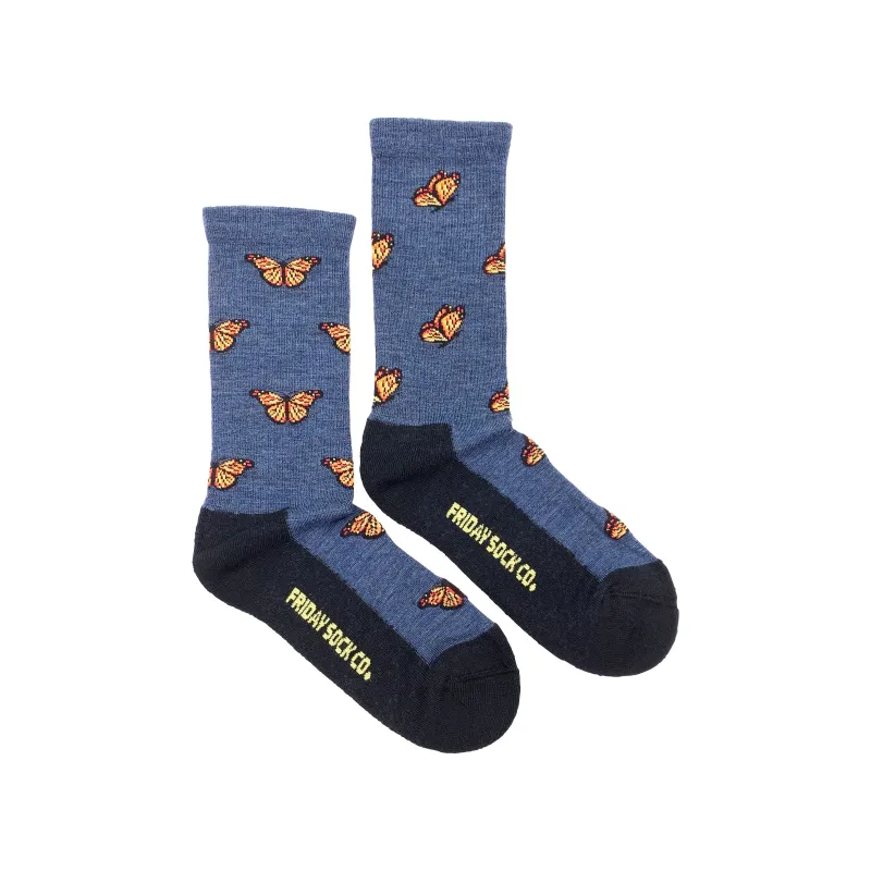 "Butterfly" 70% Merino Wool Socks by Friday Sox Co - Medium sold by Great Sox