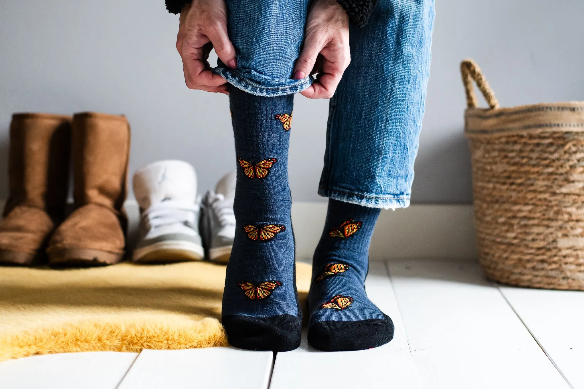 "Butterfly" 70% Merino Wool Socks by Friday Sock Co - Medium sold by Great Sox product image thumbnail 2