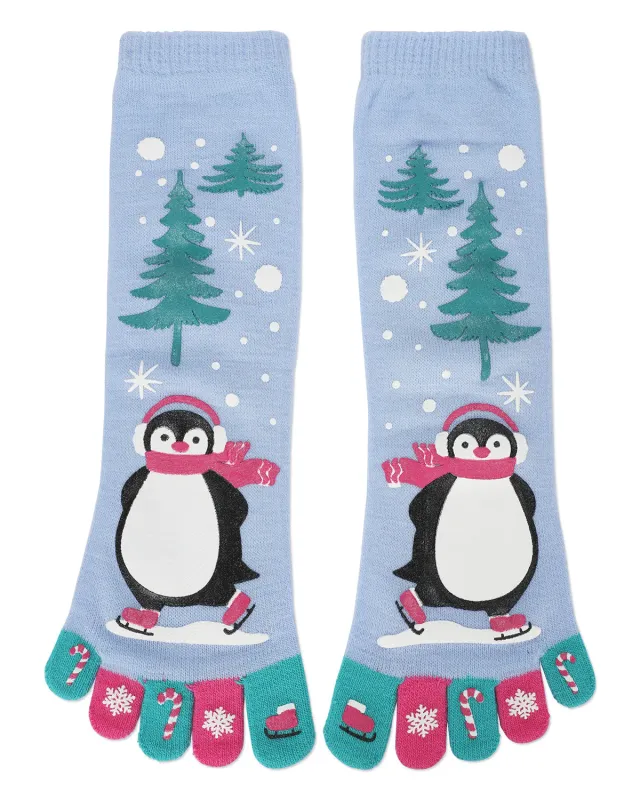 "Skating Penguin Toe Sock" Non Skid Socks by Me Moí - One Size sold by Great Sox