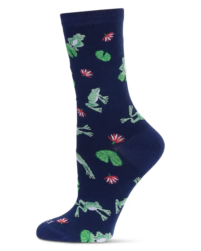 "Frogs" Crew Bamboo Socks by Me Moí sold by Great Sox