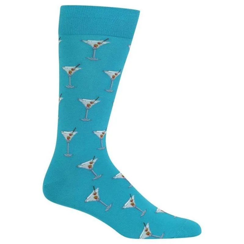 "Martini" Cotton Crew Socks by Hot Sox - Large sold by Great Sox