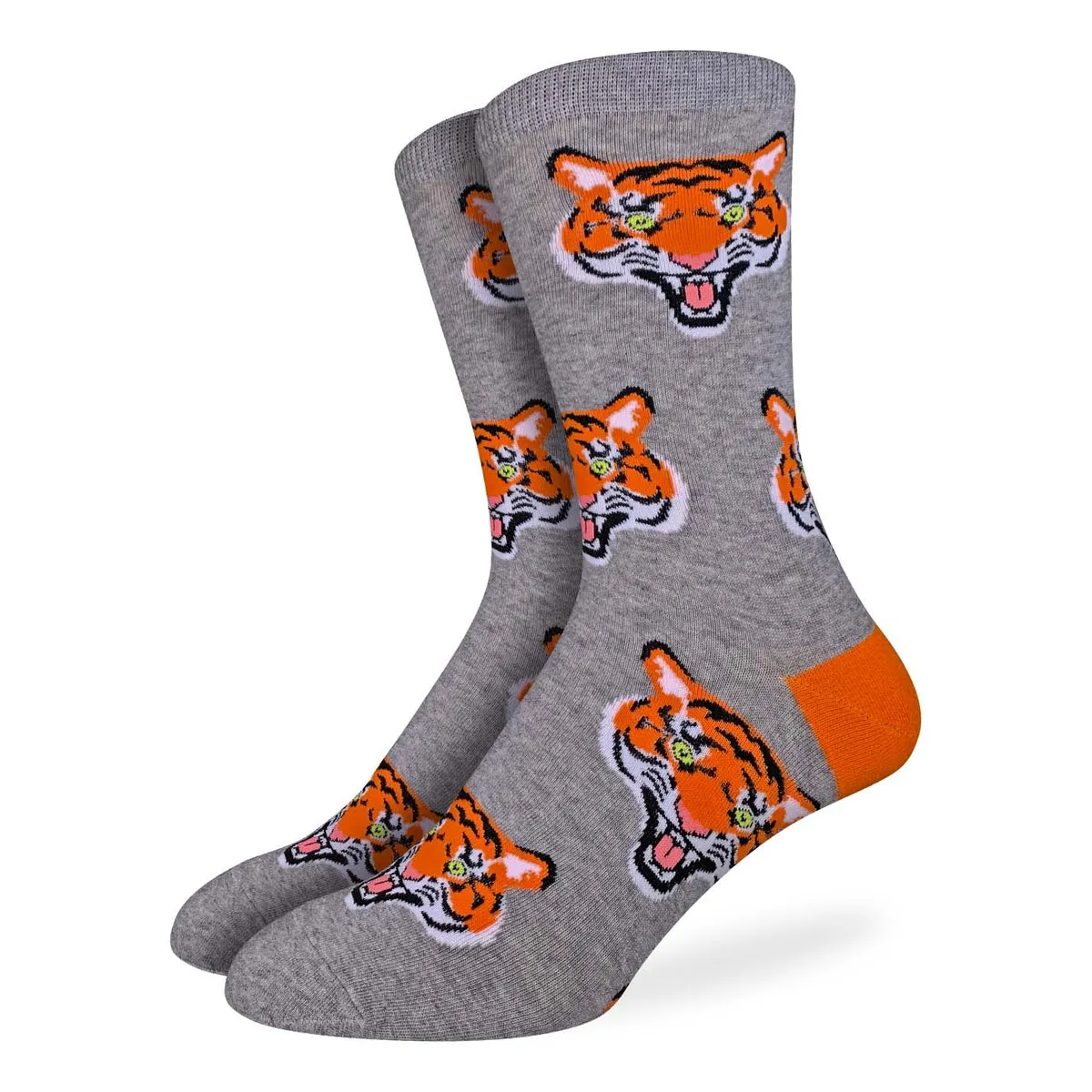 "Tigers" Cotton Crew Socks by Good Luck Sock - Large sold by Great Sox