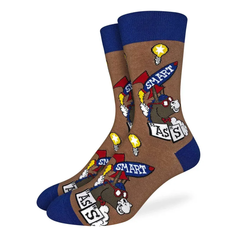 "Smart Ass" Cotton Crew Socks by Good Luck (Large) sold by Great Sox