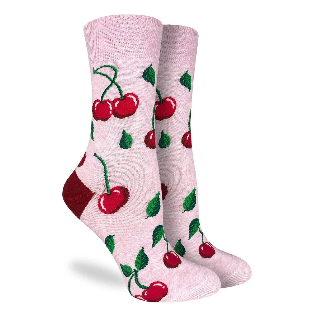 "Cherries" Cotton Crew Socks by Good Luck Sock - Medium sold by Great Sox