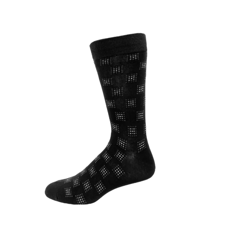 "Dotted Square" Cotton Socks by Key - Large sold by Great Sox