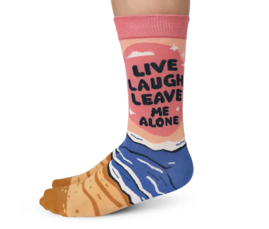 "Live, Laugh, Leave" Crew Socks by Uptown Sox - Medium sold by Great Sox