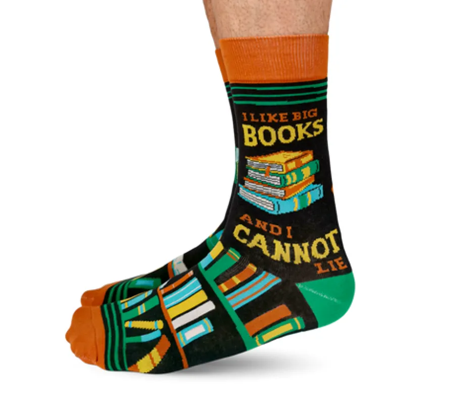 "Big Books" Cotton Crew Socks by Uptown Sox - Large sold by Great Sox