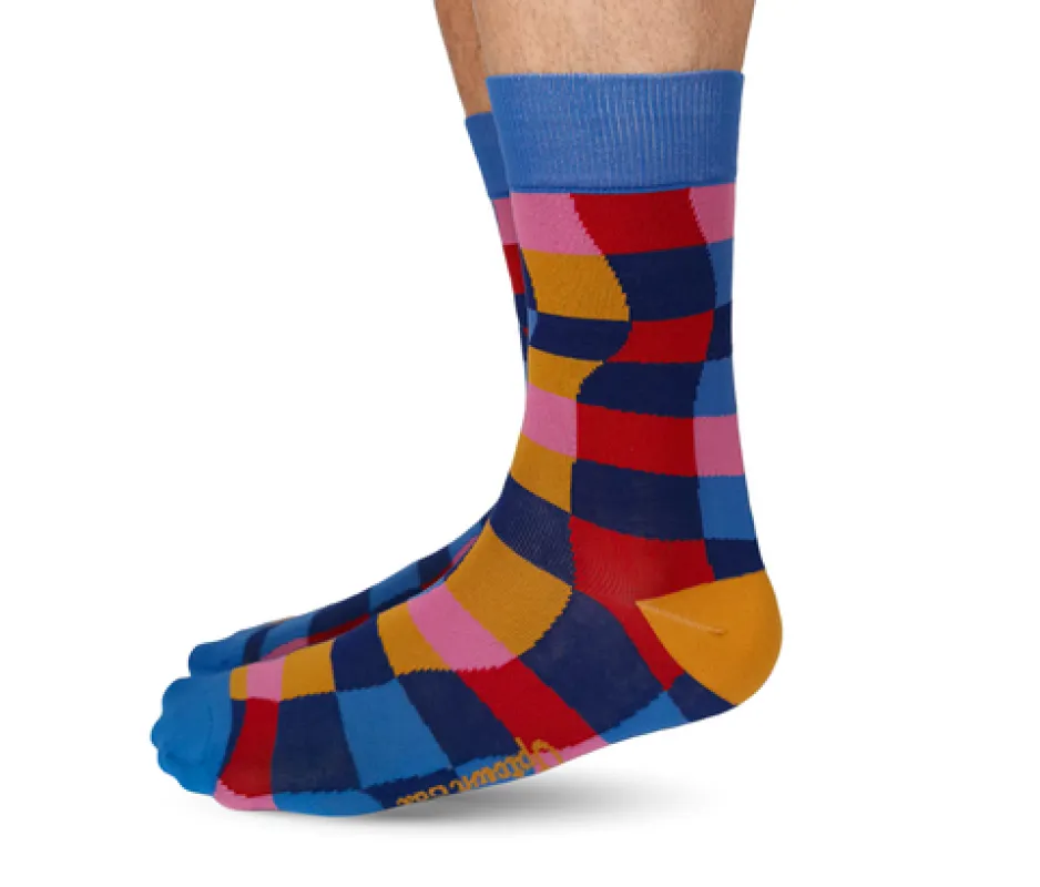 "Wavy Days" Cotton Crew Socks by Uptown Sox - Large sold by Great Sox