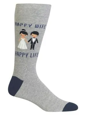 "Happy Wife Happy Life" Cotton Crew Socks by Hot Sox - Large sold by Great Sox product image thumbnail 2