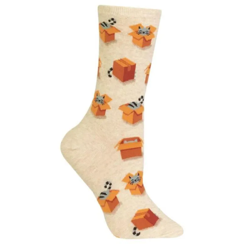 "Cats in Boxes" Cotton Crew Socks by Hot Sox - Medium sold by Great Sox