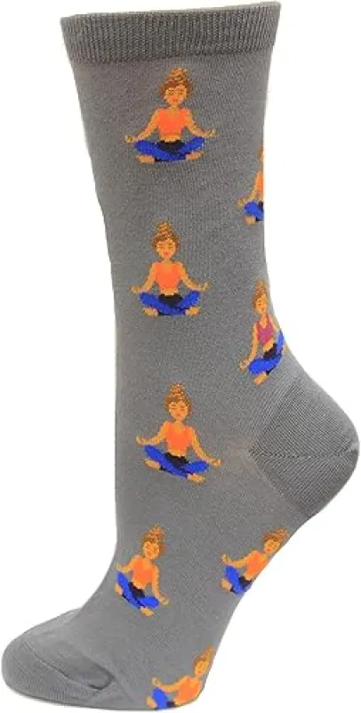 "Meditation" Cotton Dress Crew Socks by Hot Sox - Medium made by Hot Sox