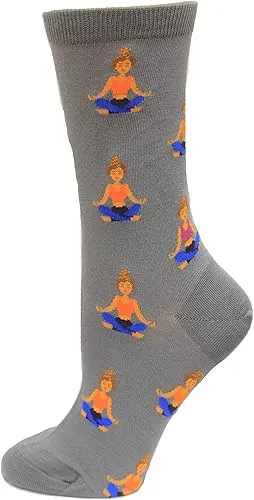 "Meditation" Cotton Dress Crew Socks by Hot Sox - Medium sold by Great Sox