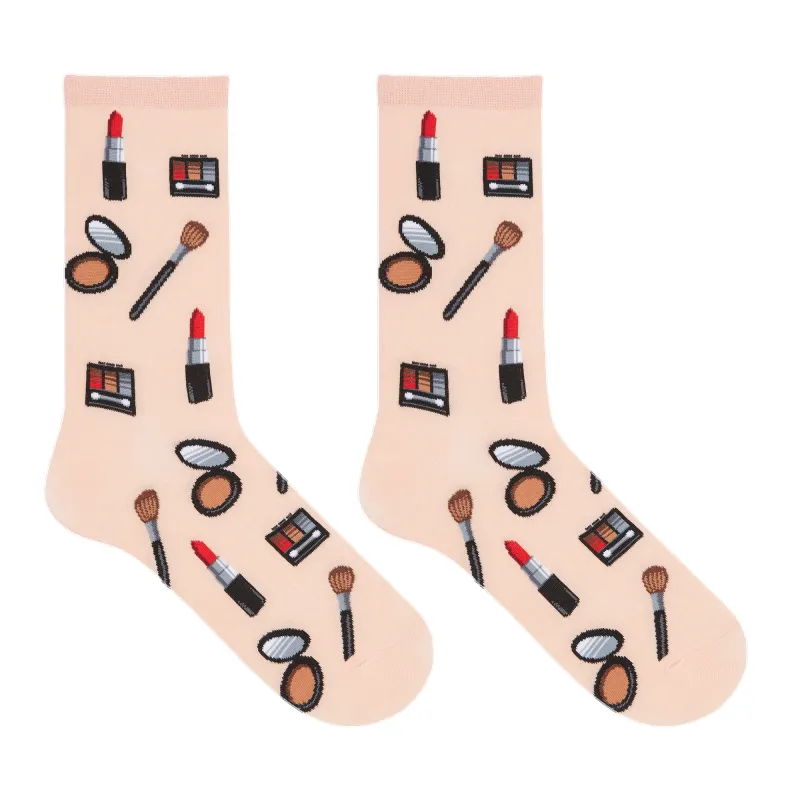 "Makeup" Cotton Dress Crew Socks by Hot Sox - Medium sold by Great Sox
