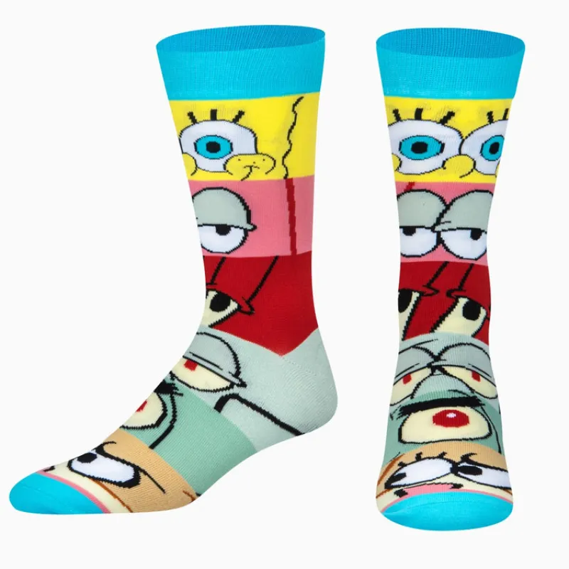 "Spongebob Mashup" Cotton Blend Crew Socks by ODD Sox - Large sold by Great Sox