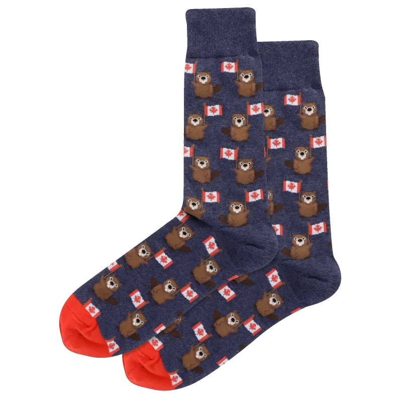 "Canada Beaver" Crew Socks by Hot Sox sold by Great Sox