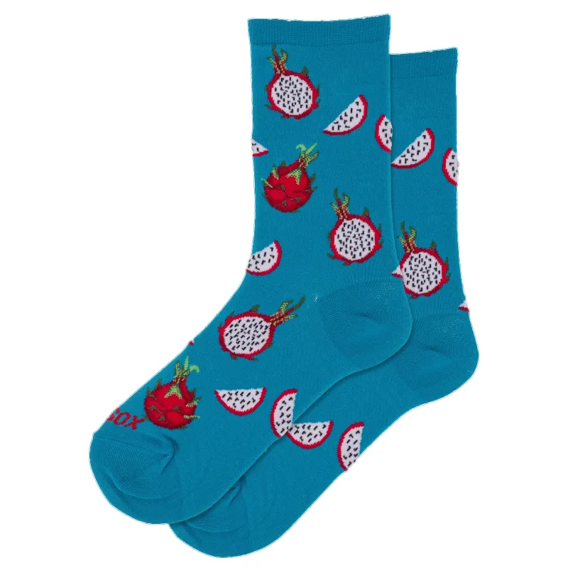 "Dragonfruit" Cotton Crew Socks by Hot Sox - Medium sold by Great Sox