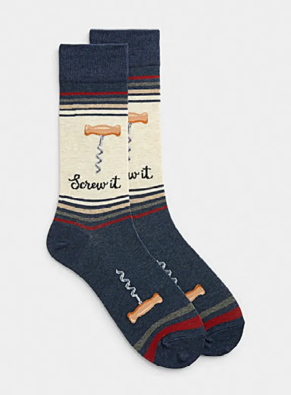 "Screw It" Cotton Crew Socks by Hot Sox - Large sold by Great Sox