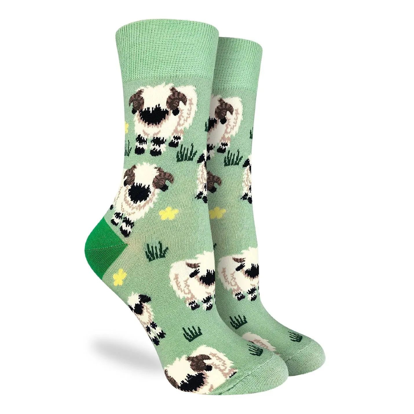 "Valais Blacknose Sheep" Cotton Crew Socks by Good Luck Sock - Medium sold by Great Sox