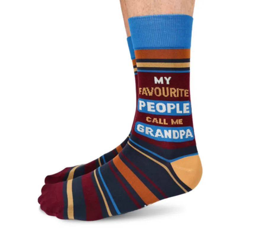 "Favourite Grandpa" Cotton Crew Socks by Uptown Sox - Large sold by Great Sox