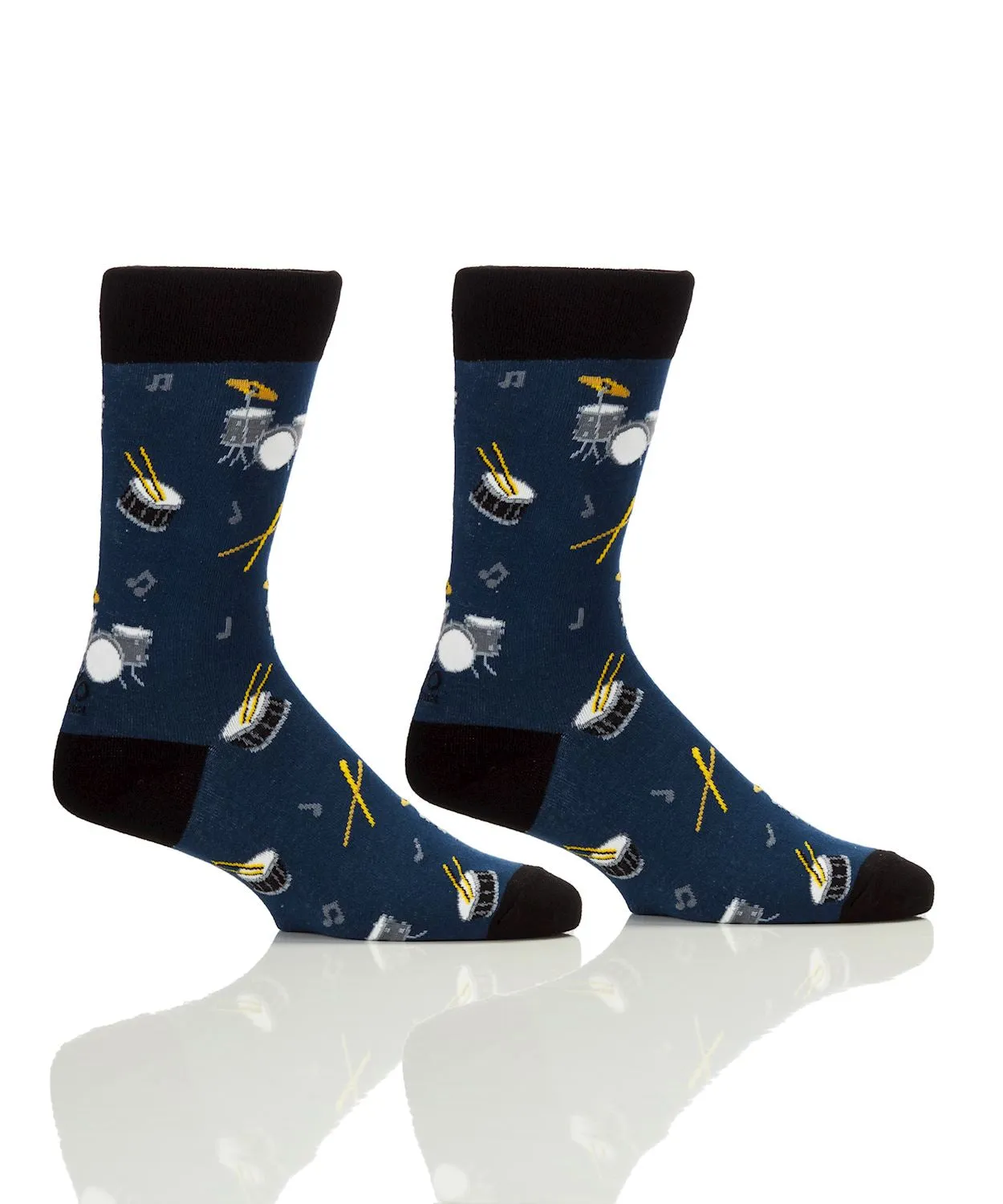 "Drums" Cotton Dress Crew Socks by YO Sox - Large sold by Great Sox