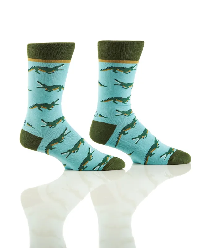 "Crocodiles" Cotton Crew Socks by YO Sox - Large sold by Great Sox