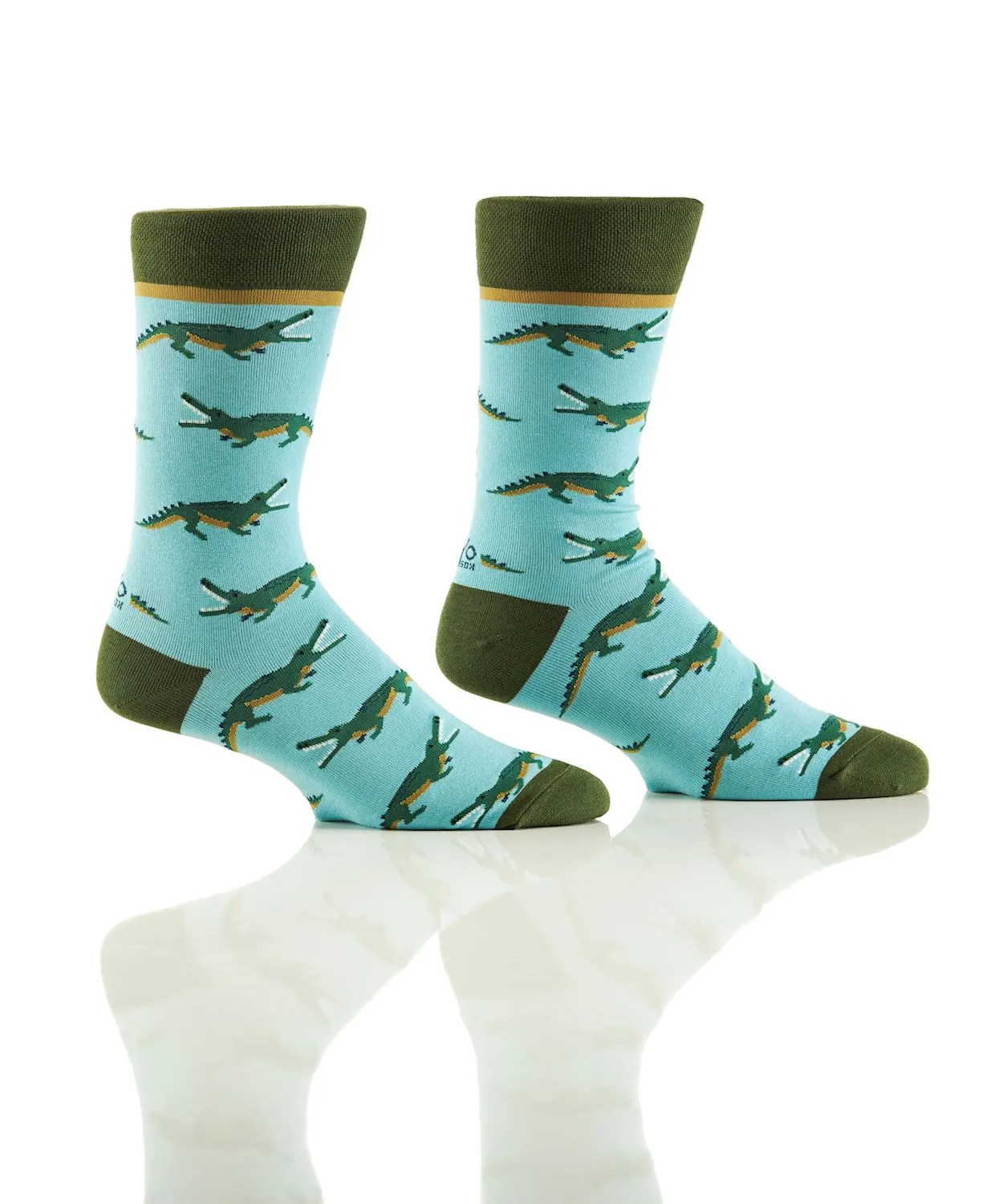 "Crocodiles" Cotton Crew Socks by YO Sox - Large sold by Great Sox