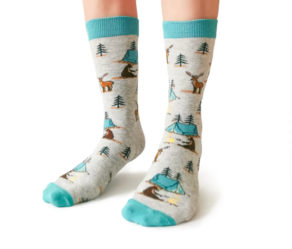 "Camping Queen" Cotton Crew Socks by Uptown Sox - Medium sold by Great Sox