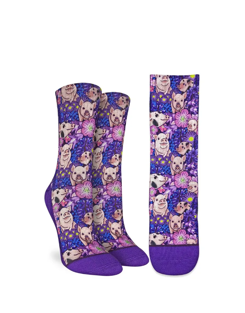 "Piggies" Active Crew Socks by Good Luck Sock - Medium sold by Great Sox