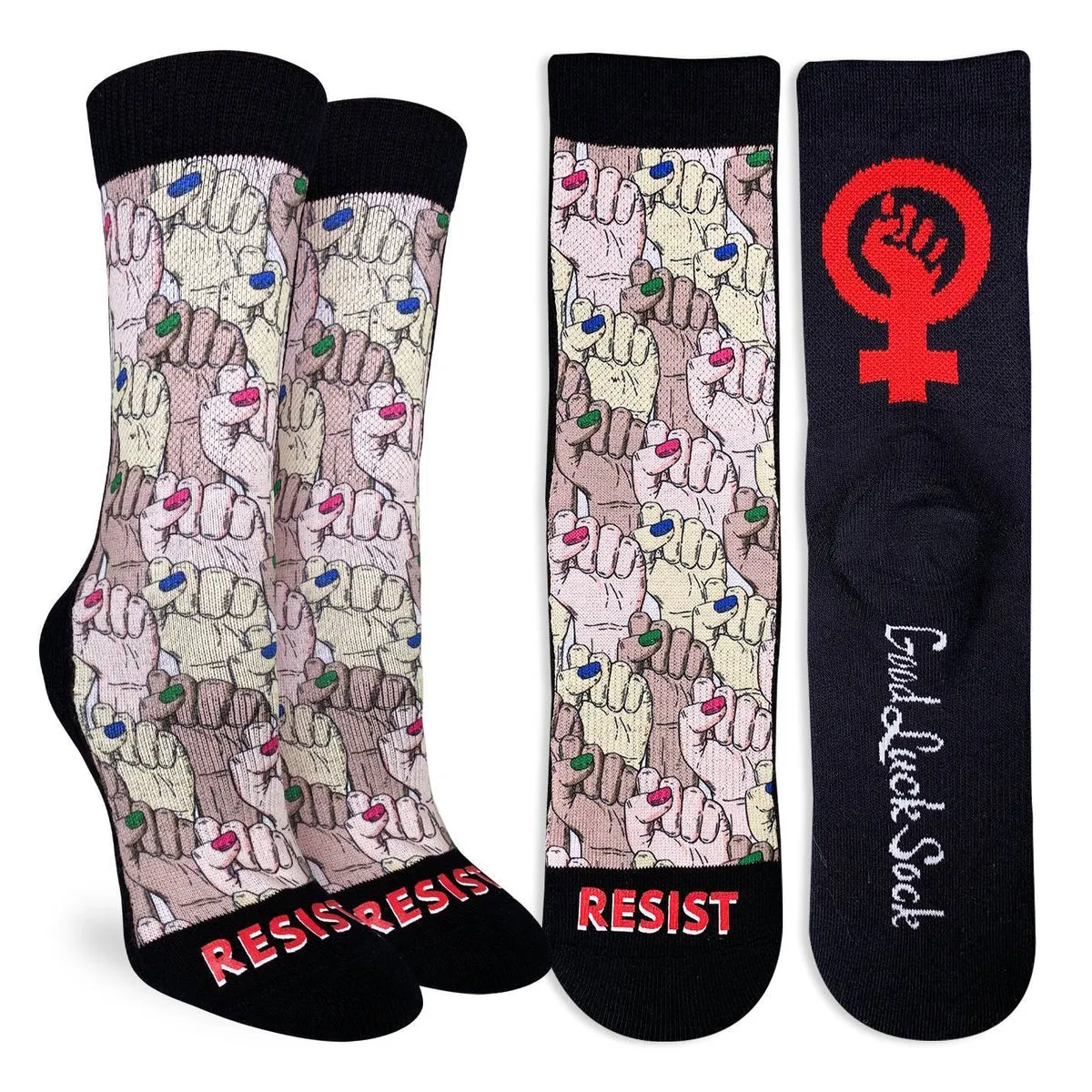 "Resist" Active Crew Socks by Good Luck Sock - Medium sold by Great Sox