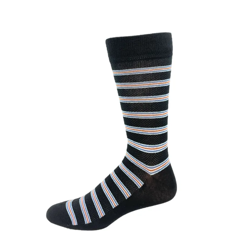"Sunset Stripe" Print Cotton Dress Sock by Point Zero - Large sold by Great Sox