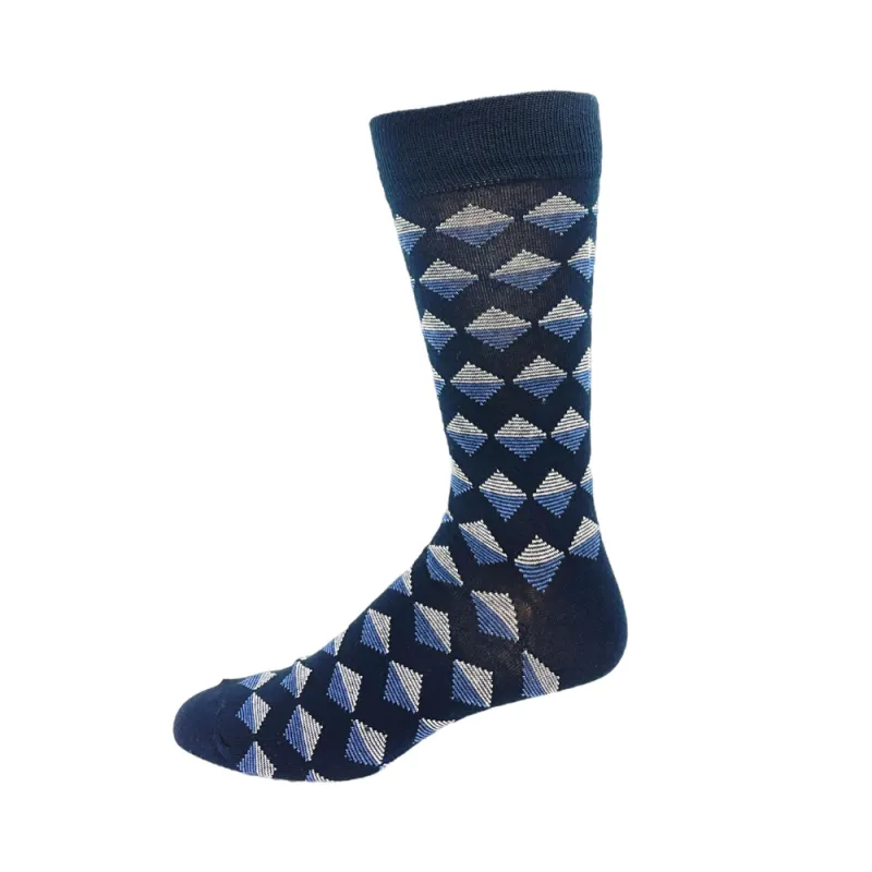 "Stripe Diamond" Print Cotton Dress Sock by Point Zero - Large sold by Great Sox