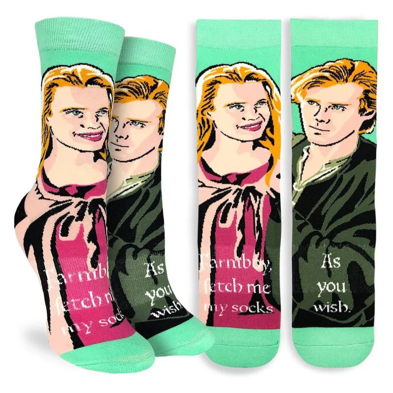 "Buttercup & Westley" Cotton Crew Socks by Good Luck Sock - Medium made by Great Sox