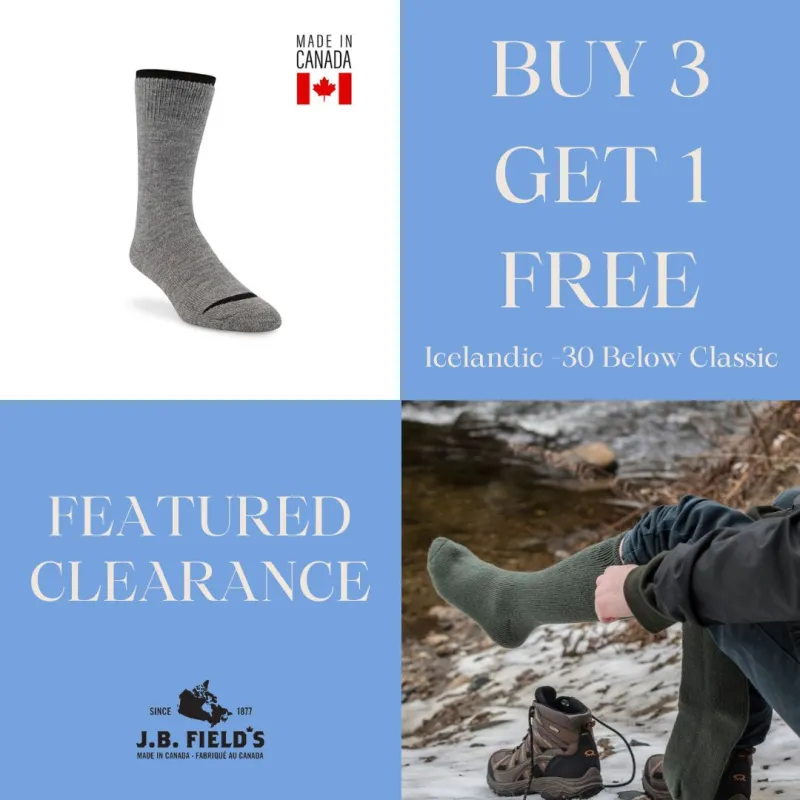 J.B. Field's Kid's "30 Below Classic" Merino Wool Thermal Sock - SLIGHTLY IMPERFECT sold by Great Sox