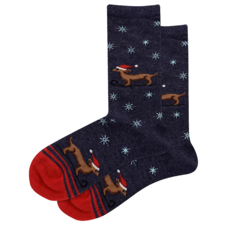 Kid's "Santa Hat Dog" Crew Socks by Hot Sox sold by Great Sox