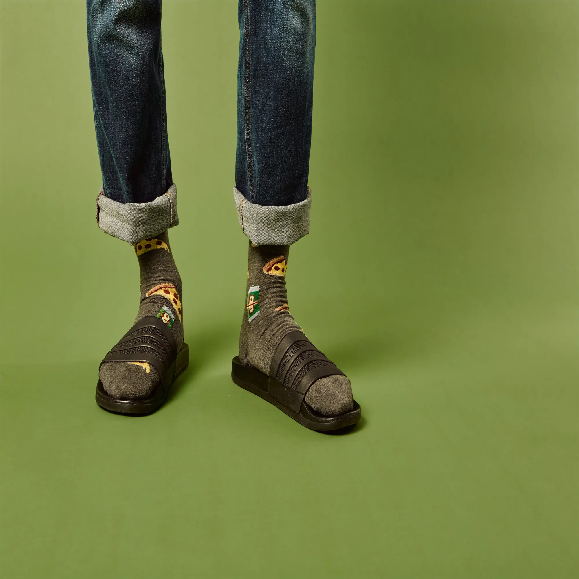 "Beer and Pizza" Cotton Crew Socks by Hot Sox - Large sold by Great Sox product image thumbnail 2