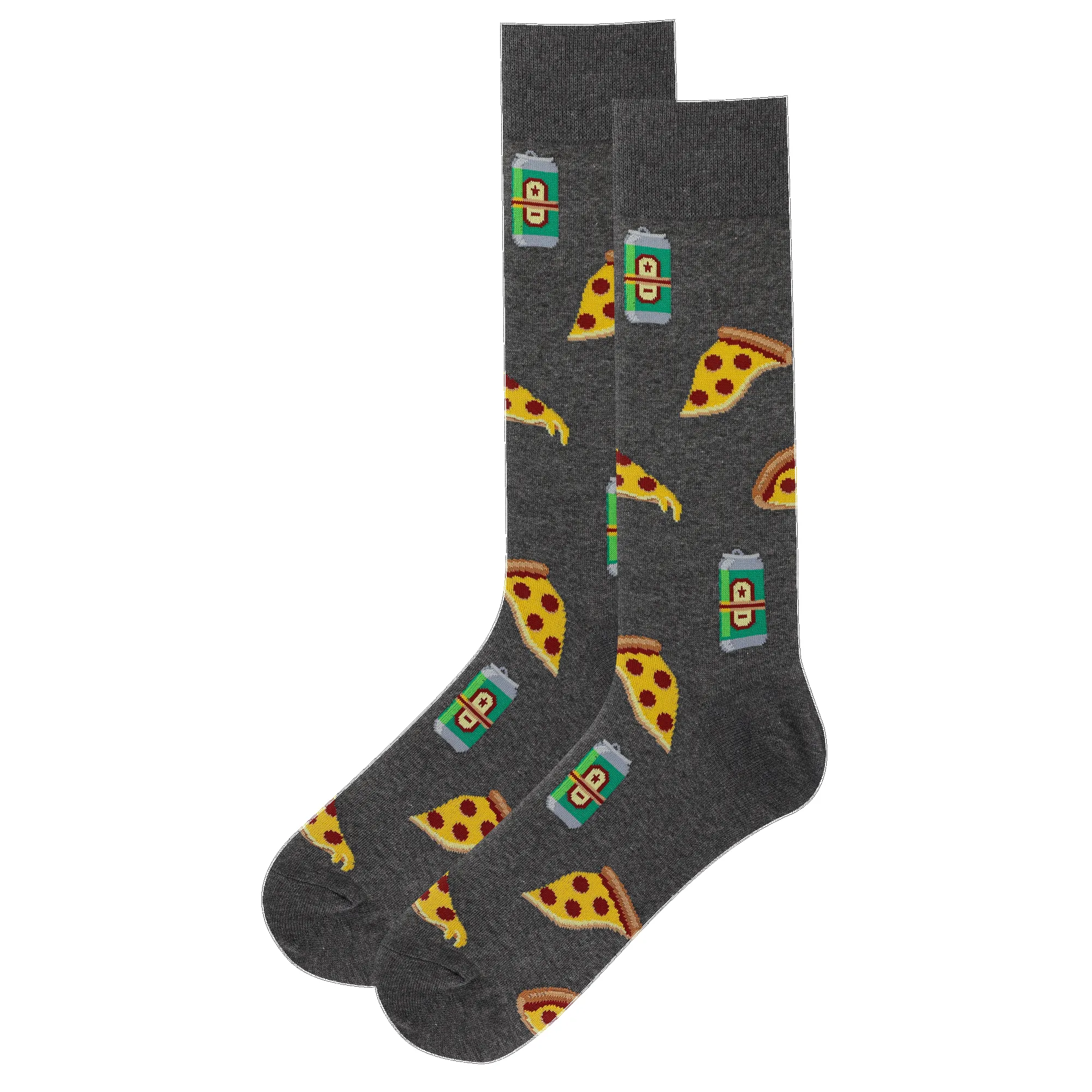 "Beer and Pizza" Cotton Crew Socks by Hot Sox - Large sold by Great Sox