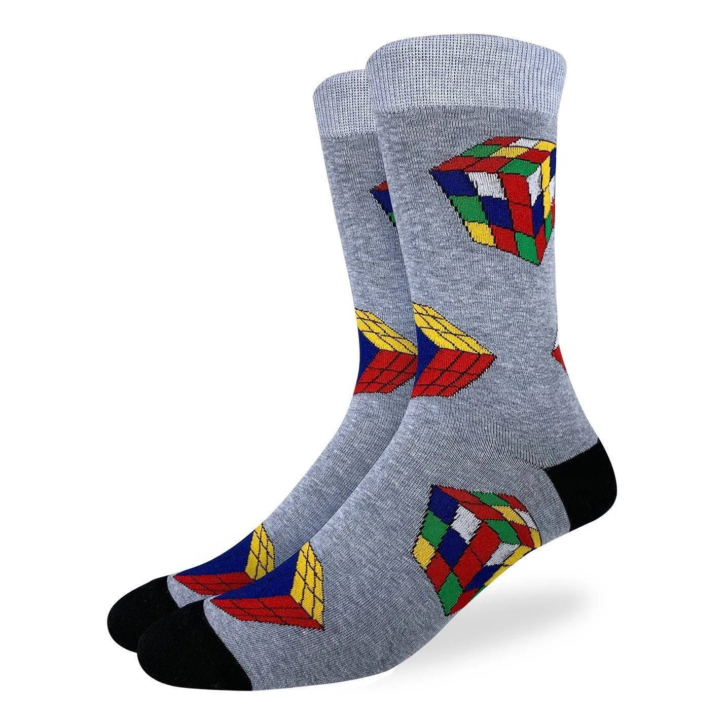 "Rubik's Cube" Cotton Crew Socks by Good Luck Sock sold by Great Sox