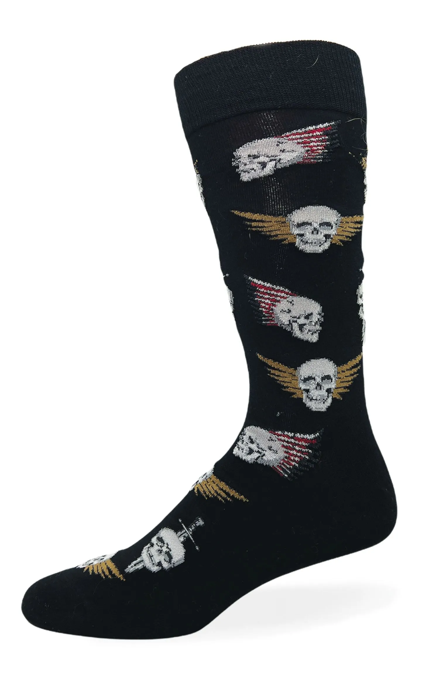 "Skull" Pattern Cotton Dress Sock by Crazy Toes -Large - SALE sold by Great Sox