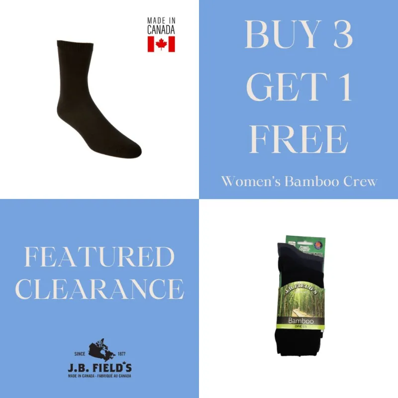 3 PAIR - J.B. Field's Plain Bamboo Dress Crew Socks - MEDIUM (CLEARANCE) sold by Great Sox