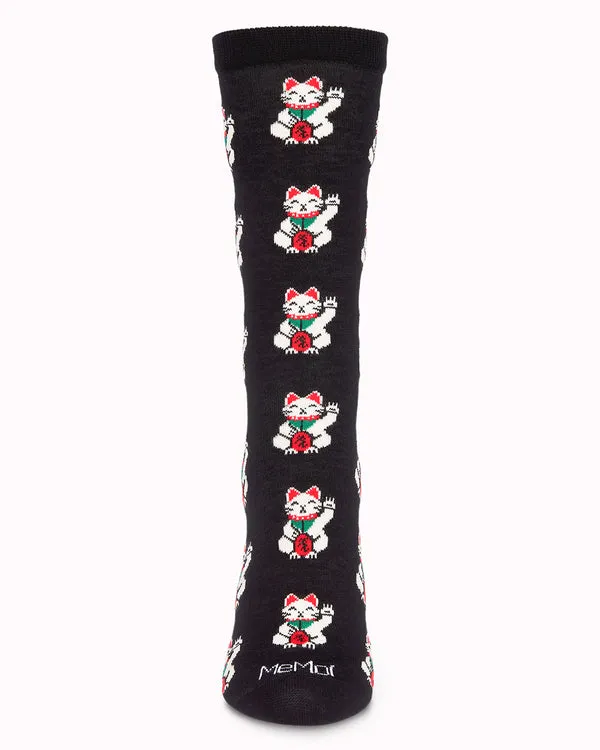 "Lucky Cat" Crew Bamboo Socks by Me Moí sold by Great Sox product image thumbnail 2