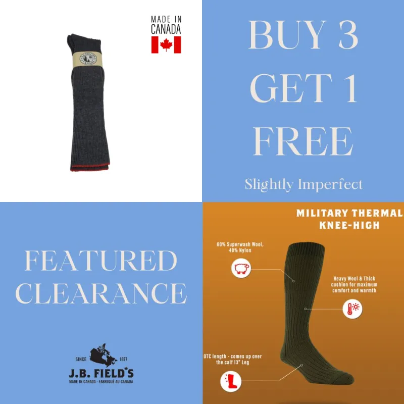 J.B. Field's Military Wool Over the Calf Length Bootsocks (Slightly Imperfect) sold by Great Sox
