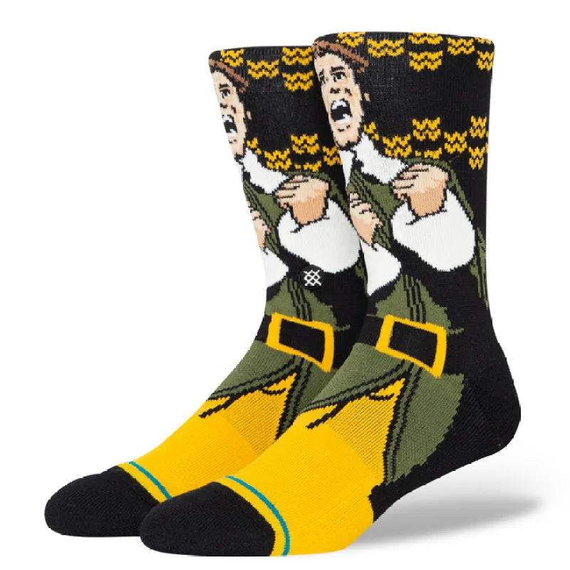 Elf x Stance "Smiling's My Favourite" Combed Cotton Blend Crew Socks sold by Great Sox