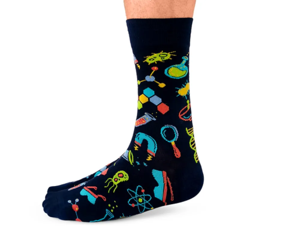 "Mad Scientist" Cotton Crew Socks by Uptown Sox - Large sold by Great Sox