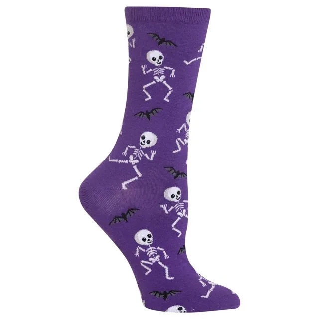 "Dancing Skeleton" Cotton Crew Socks by Hot Sox - Large (CLEARANCE) sold by Great Sox