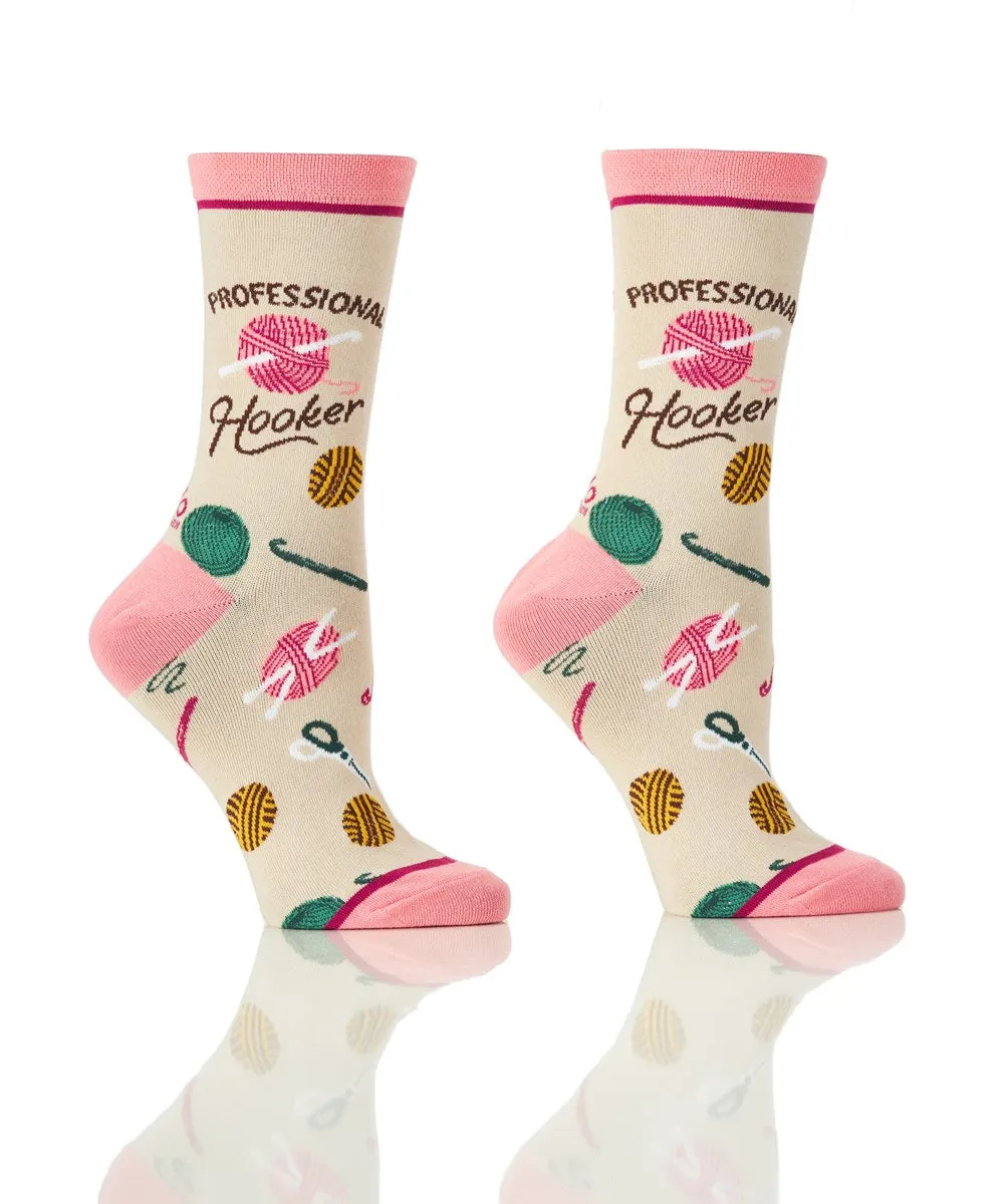 "Professional Hooker" Cotton Dress Crew Socks by YO Sox -Medium sold by Great Sox