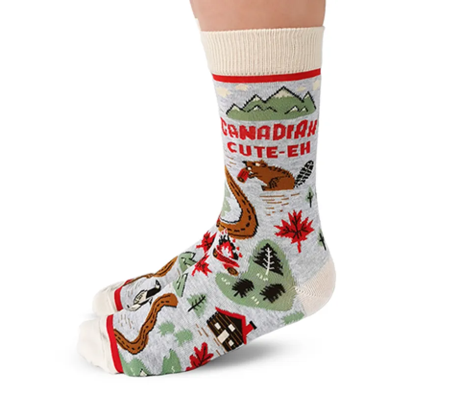 "Canadian Cute" Cotton Crew Socks by Uptown Socks - Medium sold by Great Sox