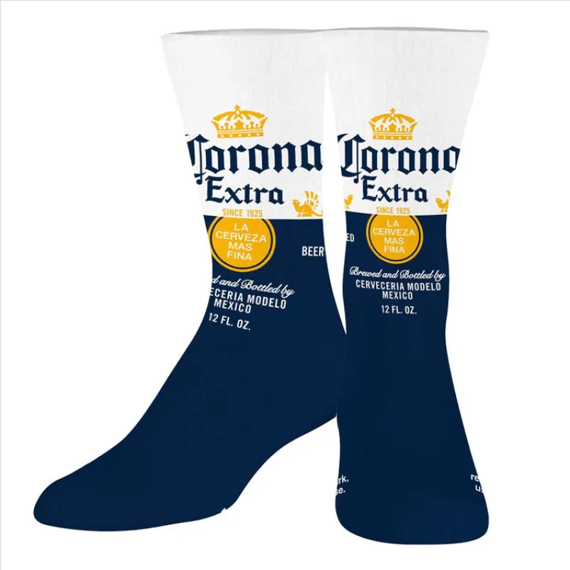 "Corona Label" Combed Cotton Crew Socks by ODD Sox - Large sold by Great Sox