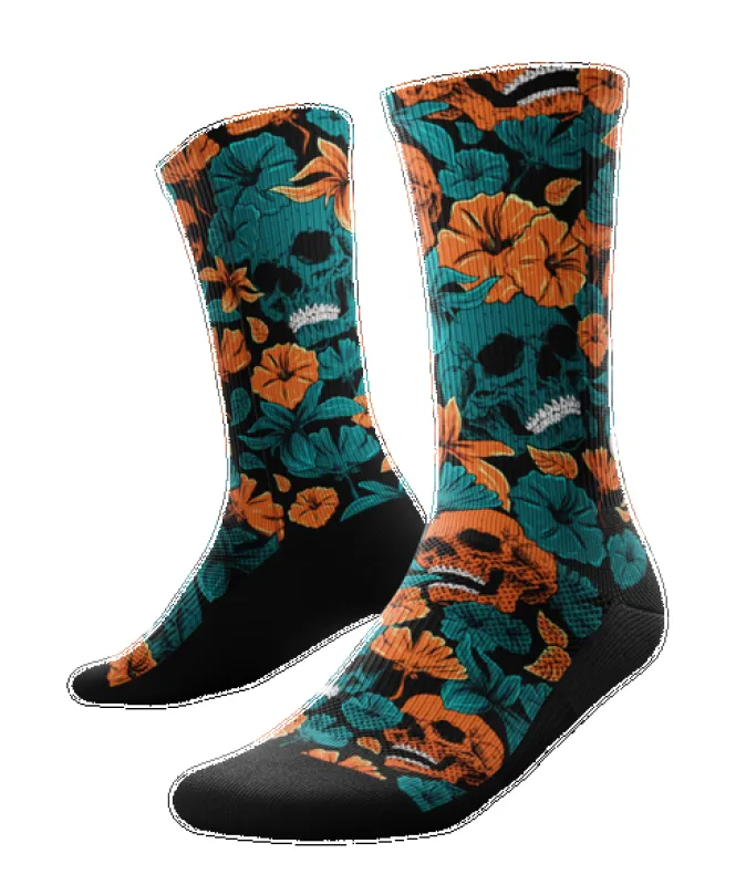 "Summer Skeletor" Performance Crew Running Socks by Outway sold by Great Sox